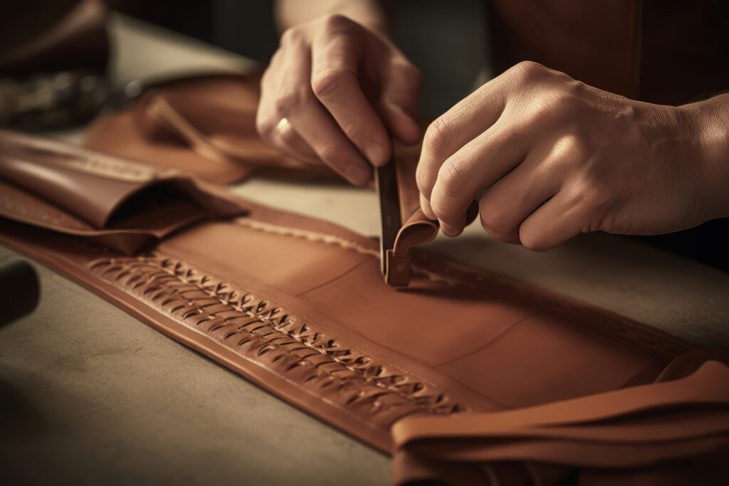 Making leather goods craft. Generate Ai