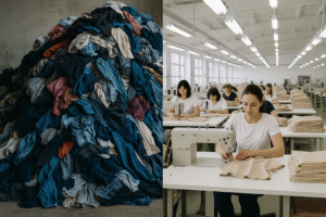  Visually contrasts fast fashion's waste problem with ethical alternatives